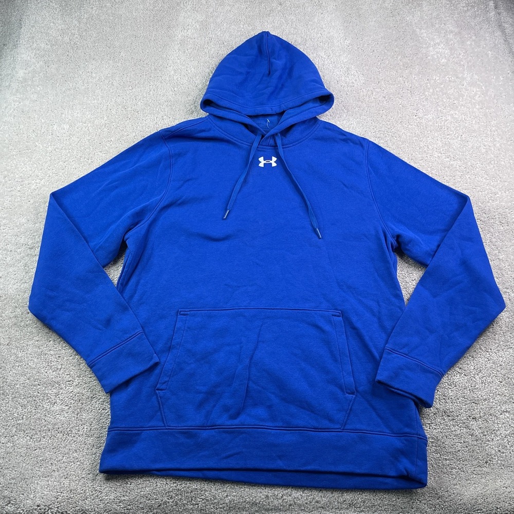 Under Armour Hoodie Mens Large Blue Hustle Fleece Pullover Sweatshirt Training